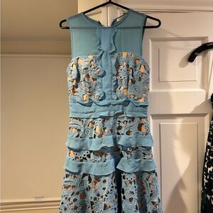 Elegant Blue Lace Mini Dress